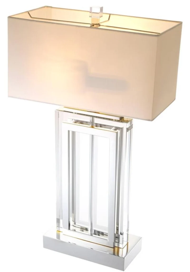 Casa Padrino Luxus Tischleuchte Silber / Weiß 38 x H. 67,5 cm - Hotel & Restaurant Möbel