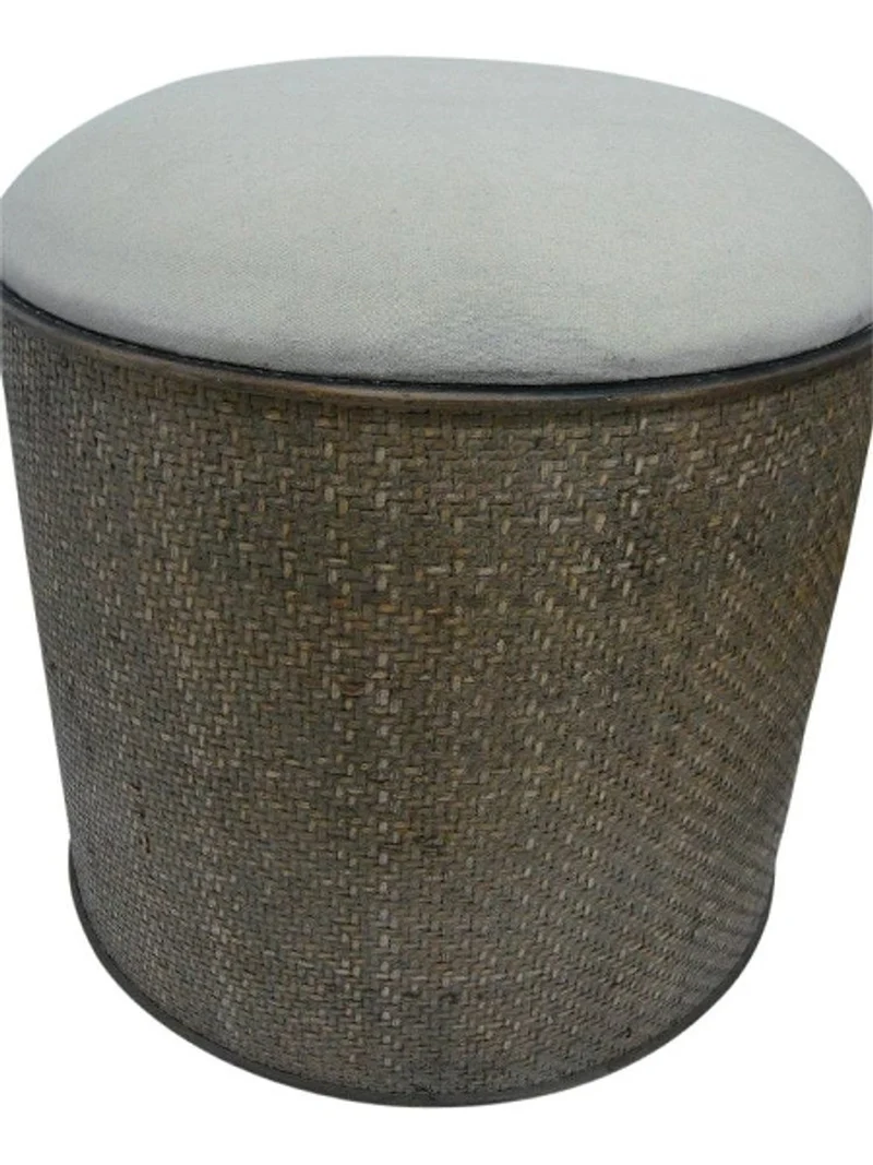 Casa Padrino Landhausstil Sitzblock 3er Set - Handgefertigte Sitzhocker mit Stauraum in Dunkelbraun und Beige, Ø 31/36/41 cm