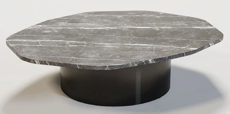 Casa Padrino Luxus Couchtisch Grau / Schwarz 120 x 100 x H. 30 cm - Moderner Wohnzimmertisch mit Marmorplatte - Wohnzimmer Möbel - Luxus Qualität