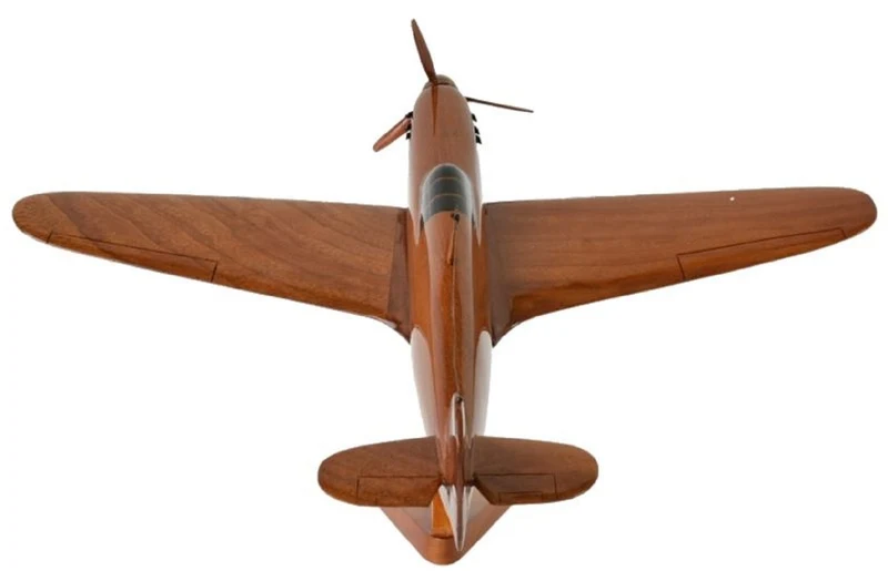 Casa Padrino Luxus Deko Jagdflugzeug Hawker Hurricane Braun / Schwarz 44 x 35 x H. 20 cm - Holz Flugzeug mit Ständer - Propellerflugzeug - Modellflugzeug - Schreibtisch Deko - Deko Accessoires