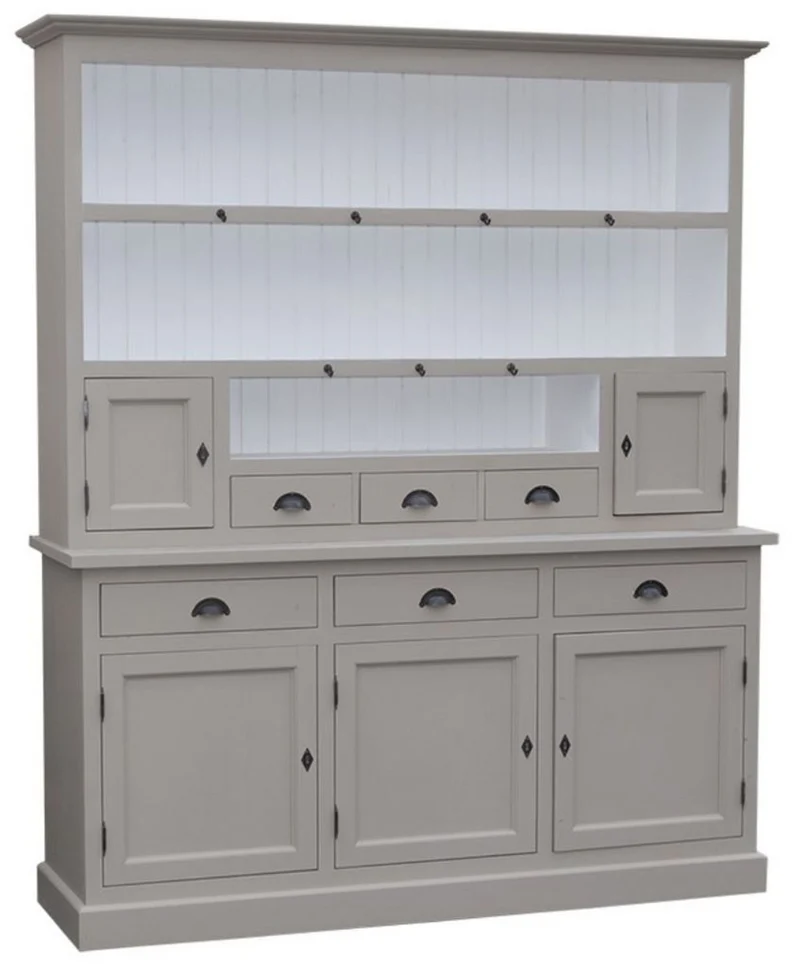 Casa Padrino Landhausstil Küchenschrank Grau / Weiß 178 x 50 x H. 210 cm - 2 Teiliger Küchenschrank mit 5 Türen und 6 Schubladen