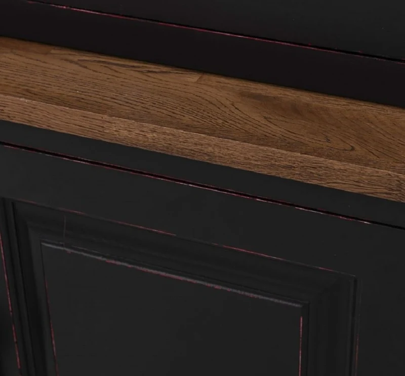 Casa Padrino Landhausstil Schrank Schwarz / Rot / Braun 120 x 50 x H. 228 cm - Massivholz Vitrine - Landhausstil Massivholz Möbel
