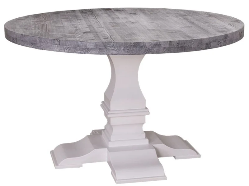 Casa Padrino Landhausstil Esstisch Rund Schwarz / Weiß Ø 130 x H. 78 cm - Massiver Esszimmertisch im edlen Landhaus-Design