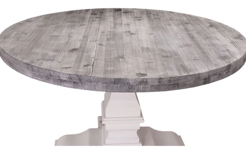 Casa Padrino Landhausstil Esstisch Rund Schwarz / Weiß Ø 130 x H. 78 cm - Massiver Esszimmertisch im edlen Landhaus-Design