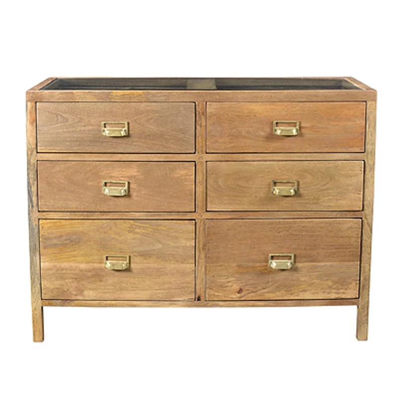 Casa Padrino Designer Schubladenschrank Natur 99 x 40,5 x H.76 cm - Kommode - Handgefertigt aus massivem Holz!