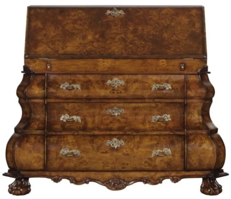 Casa Padrino Luxus Jugendstil Schreibkommode mit 18 Schubladen Braun / Silber 100 x 53 x H. 120 cm - Luxus Qualität