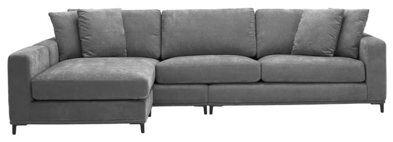 Casa Padrino Wohnzimmer Sofa Grau / Schwarz 284 x 172 x H. 76 cm - Luxus Ecksofa