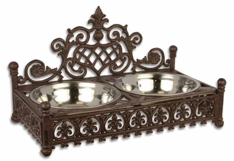 Casa Padrino Jugendstil Hundenapf Braun 46,2 x 25 x H. 27,2 cm - Gusseisen Futternapf im Jugendstil