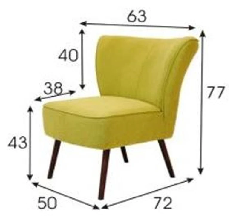 Casa Padrino Luxus Retro Salon Sessel Gelbgrün / Braun 63 x 72 x H. 77 cm - 60er Jahre Cocktailsessel