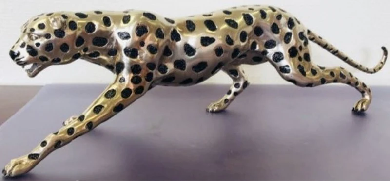 Casa Padrino Luxus Bronzefigur Gepard Silber / Schwarz 62 x 14 x H. 18 cm - Luxus Qualität