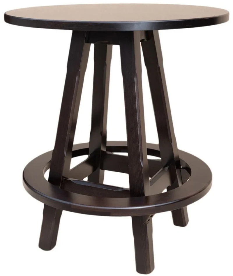 Casa Padrino Luxus Stehtisch mit Fußstütze Dunkelbraun Ø 100 x H. 110 cm - Runder Massivholz Tisch - Runder Massivholz Bartisch - Massivholz Möbel - Bar Möbel - Gastronomie Möbel