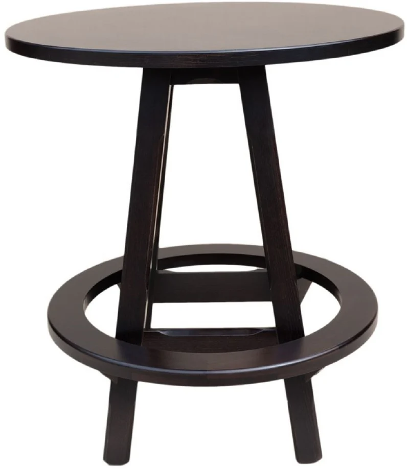 Casa Padrino Luxus Stehtisch mit Fußstütze Dunkelbraun Ø 100 x H. 110 cm - Runder Massivholz Tisch - Runder Massivholz Bartisch - Massivholz Möbel - Bar Möbel - Gastronomie Möbel
