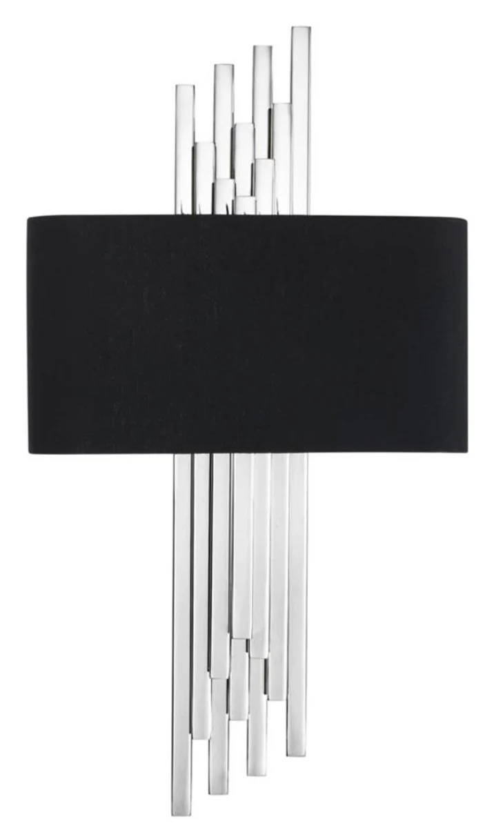 Casa Padrino Luxus Wandleuchte im Barock Stil Silber / Schwarz 31 x 16 x H. 59 cm