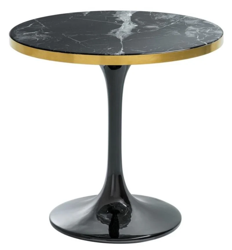 Casa Padrino Luxus Beistelltisch Schwarz / Messingfarben Ø 55 x H. 52,5 cm - Luxus Kollektion