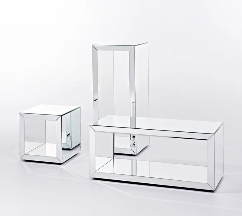 Casa Padrino Luxus Spiegelglas Beistelltisch im Würfel Design 46 x 46 x H. 48 cm - Designer Wohnzimmermöbel