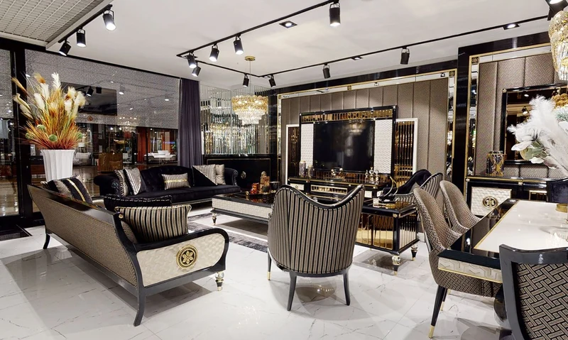 Casa Padrino Luxus Art Deco Couchtisch Schwarz / Cremefarben / Gold - Prunkvoller Massivholz Wohnzimmertisch - Luxus Art Deco Wohnzimmer Möbel