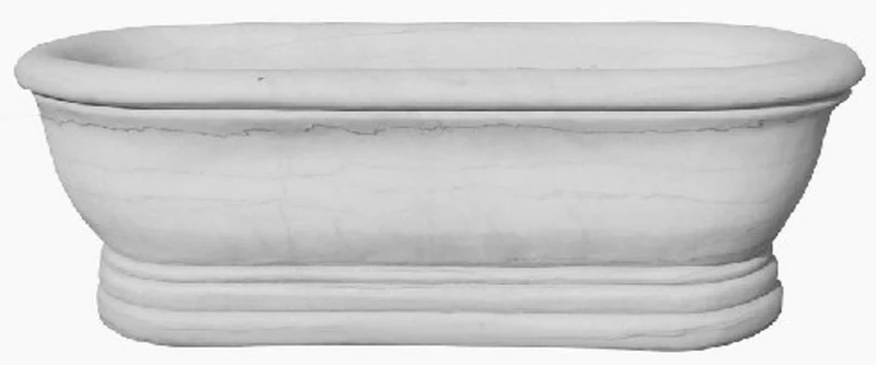 Casa Padrino Luxus Barock Badewanne Weiß 160 x 88 x H. 53 cm - Freistehende Marmor Badewanne - Barock Bad Accessoires - Edel & Prunkvoll