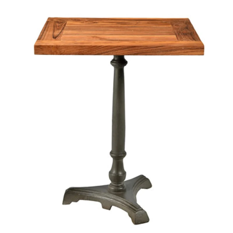 Casa Padrino Jugendstil Luxus Tisch / Beistelltisch Teak Holz / Eisen Mod2 60 x 60 x H74 cm - Cafe Restaurant Möbel
