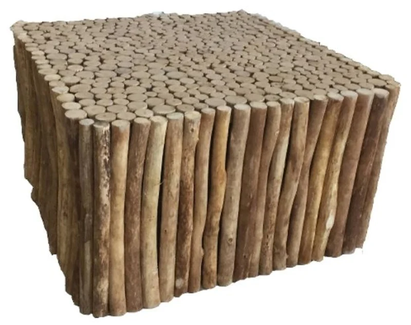 Casa Padrino Landhausstil Couchtisch aus Ästen Naturfarben 80 x 80 x H. 46 cm - Handgefertigter Wohnzimmertisch