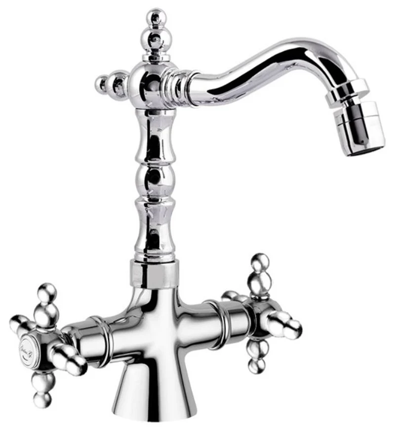 Casa Padrino Jugendstil Retro Waschtisch Armatur Silber H. 23,5 cm - Hochwertige Bidet-Einlochbatterie aus Messing