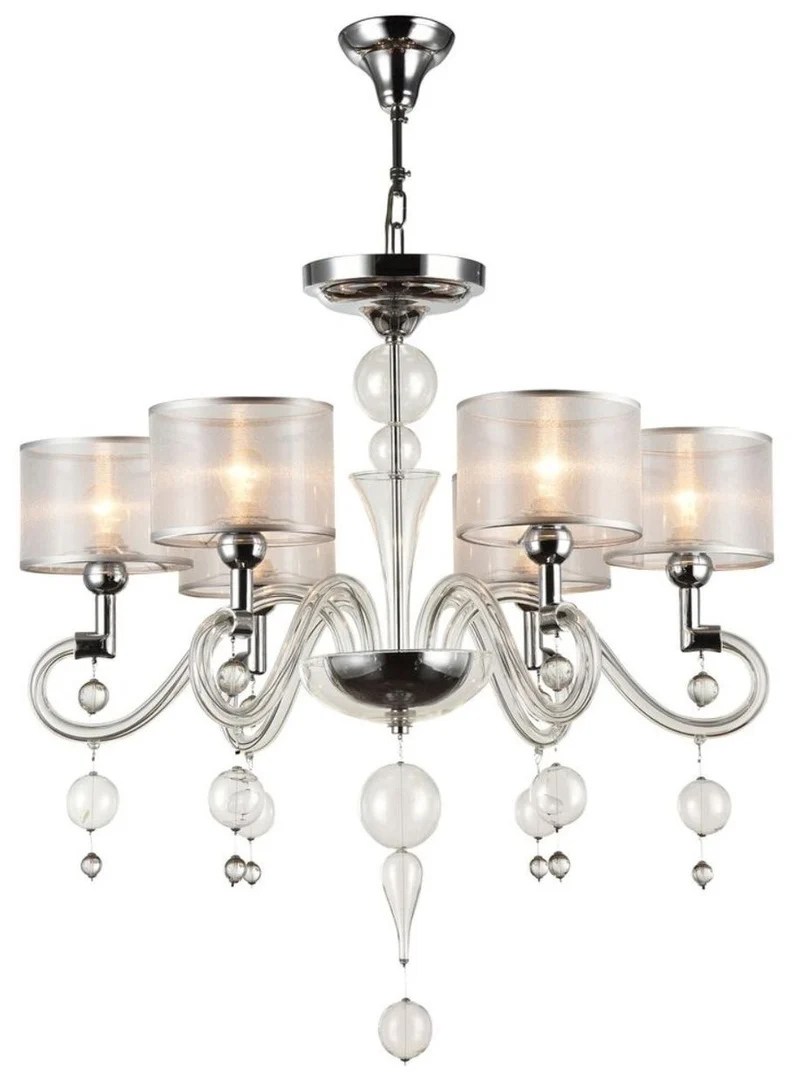 Casa Padrino Barockstil Kronleuchter 6-flammig in Silber Ø 71 x H. 68 cm - Prunkvoller Barock Lüster