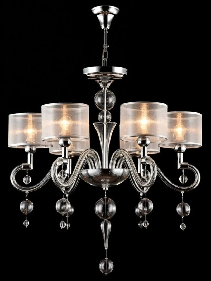 Casa Padrino Barockstil Kronleuchter 6-flammig in Silber Ø 71 x H. 68 cm - Prunkvoller Barock Lüster