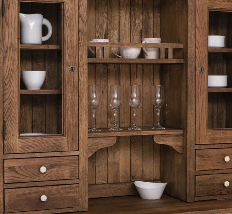 Casa Padrino Landhausstil Esszimmerschrank Dunkelbraun 137 x 50 x H. 197 cm - Massivholz Küchenschrank - Esszimmer Möbel im Landhausstil - Landhausstil Esszimmer Einrichtung