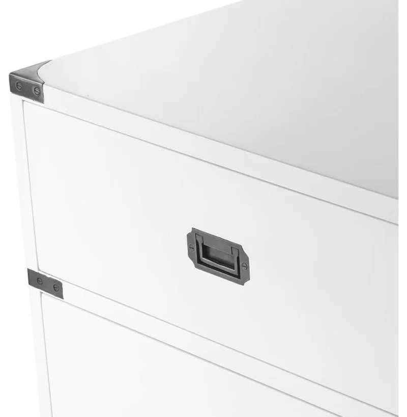 Casa Padrino Luxus Beistelltisch mit 3 Schubladen Weiß 71 x 40,5 x H. 74 cm - Wohnzimmermöbel