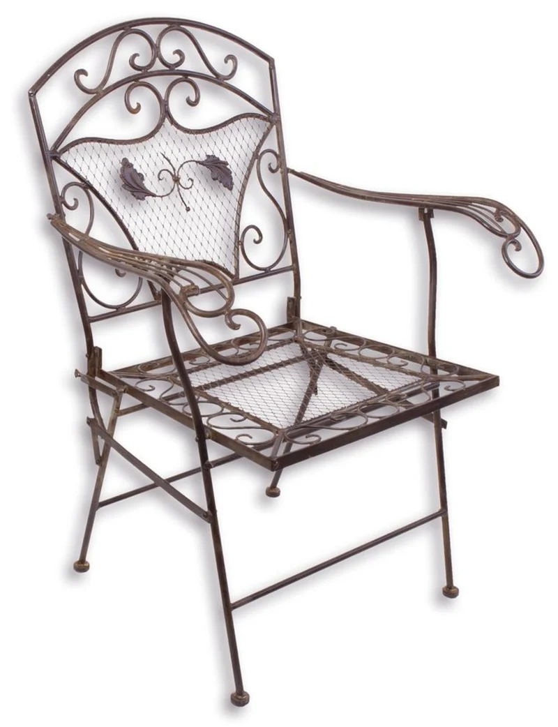 Casa Padrino Jugendstil Gartenstuhl mit Armlehnen Braun 72 x 51 x H. 95 cm - Klappbarer Terrassenstuhl