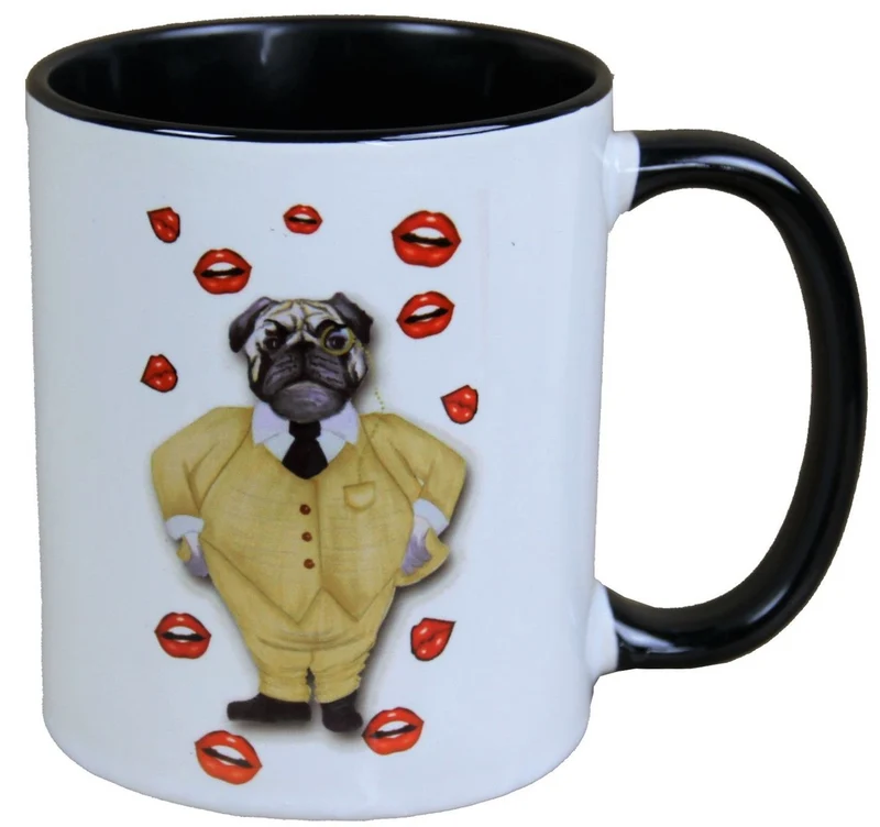 Casa Padrino Luxus Tasse Hund mit goldenem Anzug von Harald Glööckler Pompöös - 9,5 cm x 8,5 cm