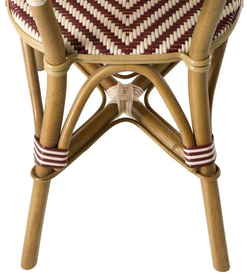 Casa Padrino Luxus Rattanstuhl im Barock Stil Naturfarben / Burgundy / Weiß 46 x 60 x H. 83 cm - Handgefertigtes Wintergarten Möbel