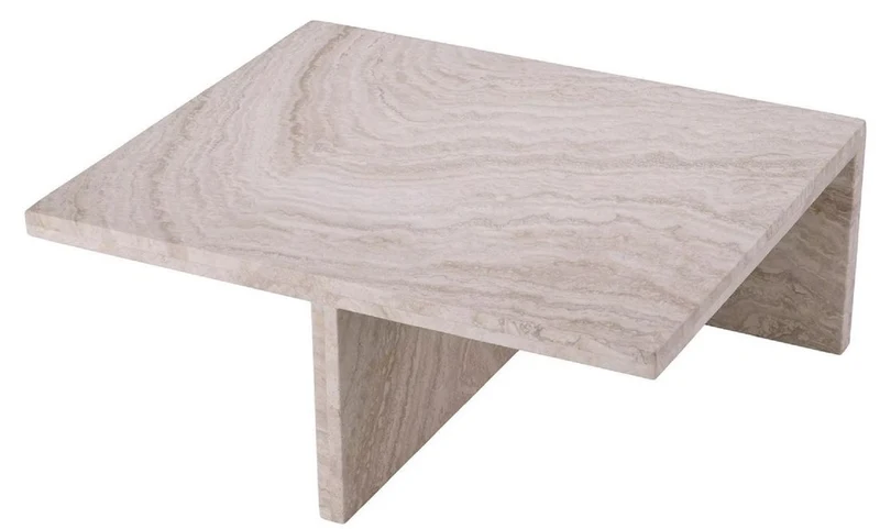 Casa Padrino Luxus Travertin Couchtisch Beige 70 x 60 x H. 28 cm - Naturstein Wohnzimmertisch - Wohnzimmer Möbel - Naturstein Möbel - Travertin Möbel - Luxus Möbel - Luxus Einrichtung