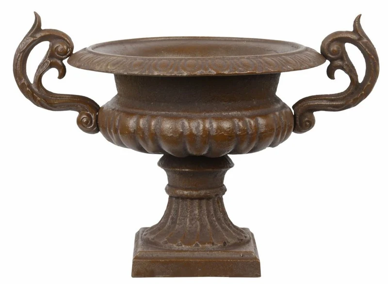 Casa Padrino Antik Stil Garten Übertopf Antik-Braun Gussmetall - Blumentopf Pflanzentopf
