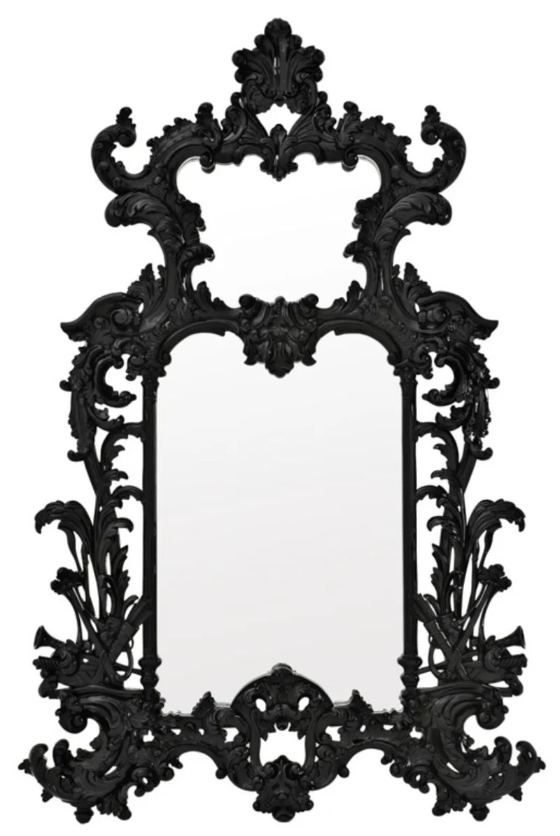 Casa Padrino Luxus Barockstil Wohnzimmer Wandspiegel Schwarz 124 x H. 190 cm - Limited Edition