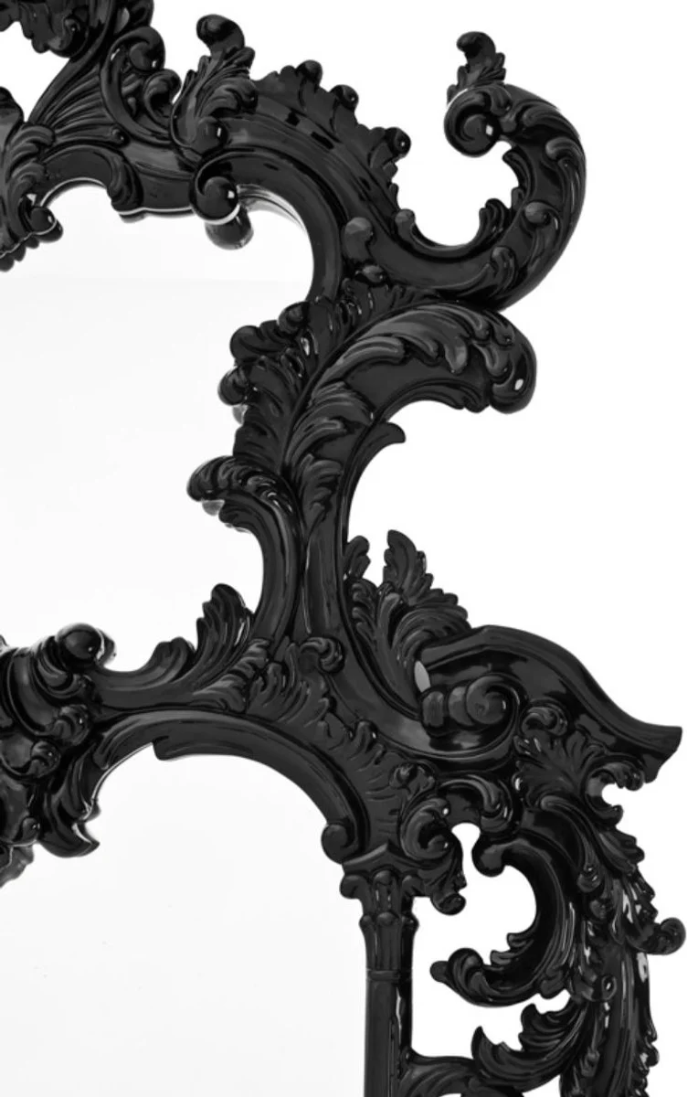 Casa Padrino Luxus Barockstil Wohnzimmer Wandspiegel Schwarz 124 x H. 190 cm - Limited Edition
