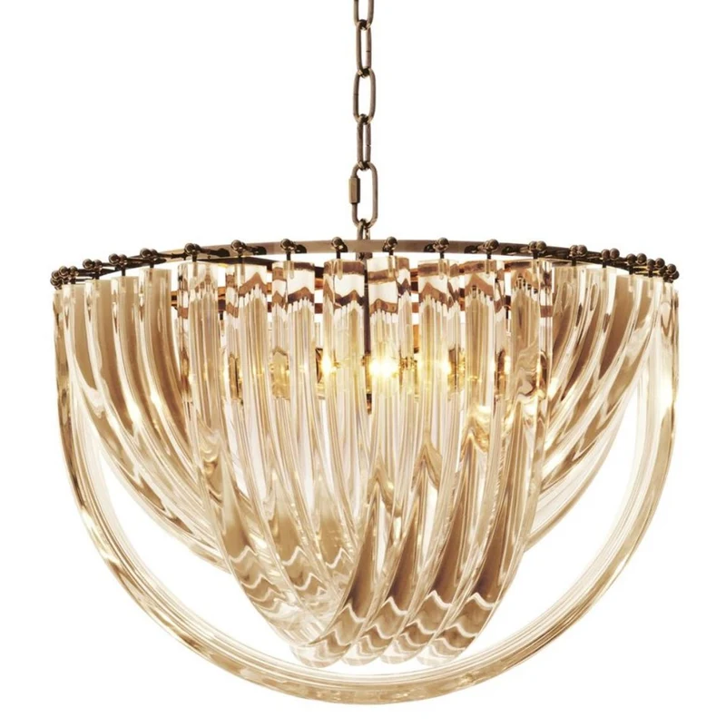 Casa Padrino Luxus Kronleuchter Champagnerfarben / Antik Messing Ø 50 x H. 33 cm - Luxus Kollektion