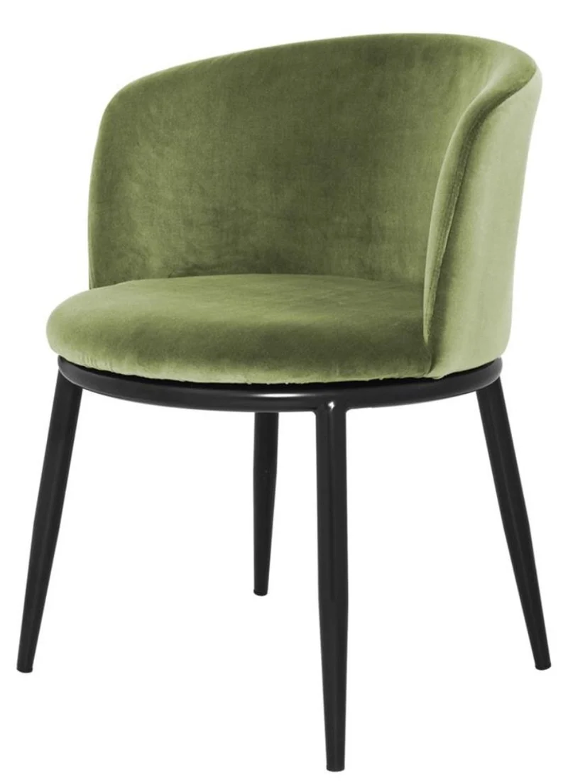 Casa Padrino Luxus Esszimmerstuhl Set Hellgrün / Schwarz 57 x 57 x H. 74 cm - Esszimmermöbel