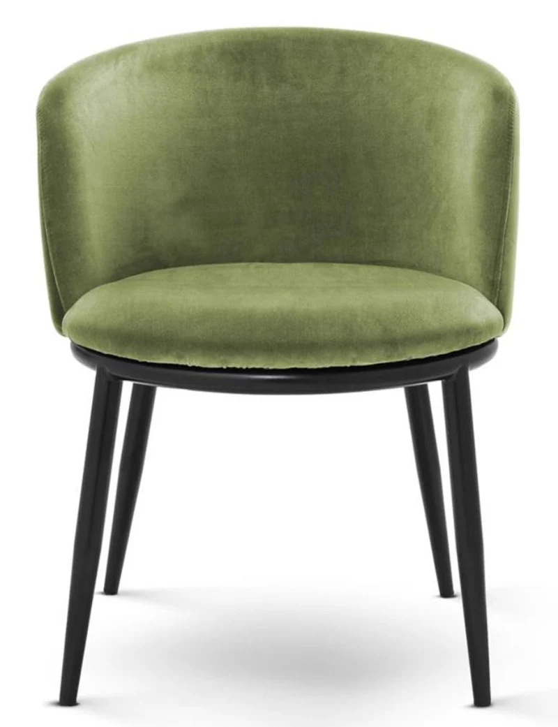 Casa Padrino Luxus Esszimmerstuhl Set Hellgrün / Schwarz 57 x 57 x H. 74 cm - Esszimmermöbel