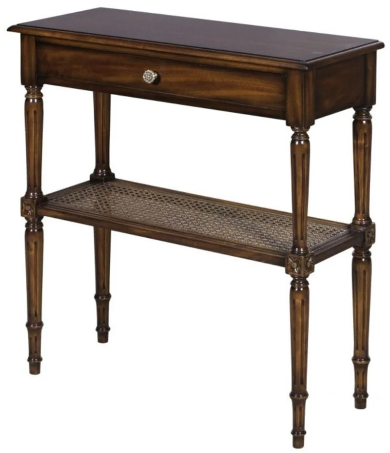 Casa Padrino Luxus Jugendstil Mahagoni Konsolentisch mit Schublade Dunkelbraun 71 x 28 x H. 76 cm - Konsole im französichen Jugendstil