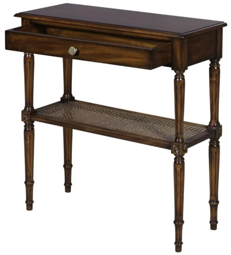 Casa Padrino Luxus Jugendstil Mahagoni Konsolentisch mit Schublade Dunkelbraun 71 x 28 x H. 76 cm - Konsole im französichen Jugendstil