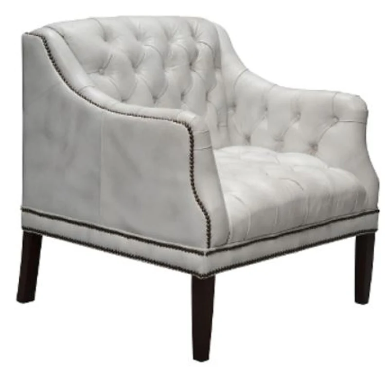 Casa Padrino Luxus Chesterfield Sessel aus Echtleder in Weiß mit schwarzen Füßen 80 x 84 x H. 79 cm