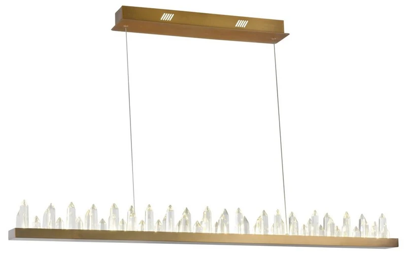 Casa Padrino LED Hängeleuchte mit messingfarbenem Metallrahmen und Kristallglaszacken 115 x 9 x H. 10,4 cm