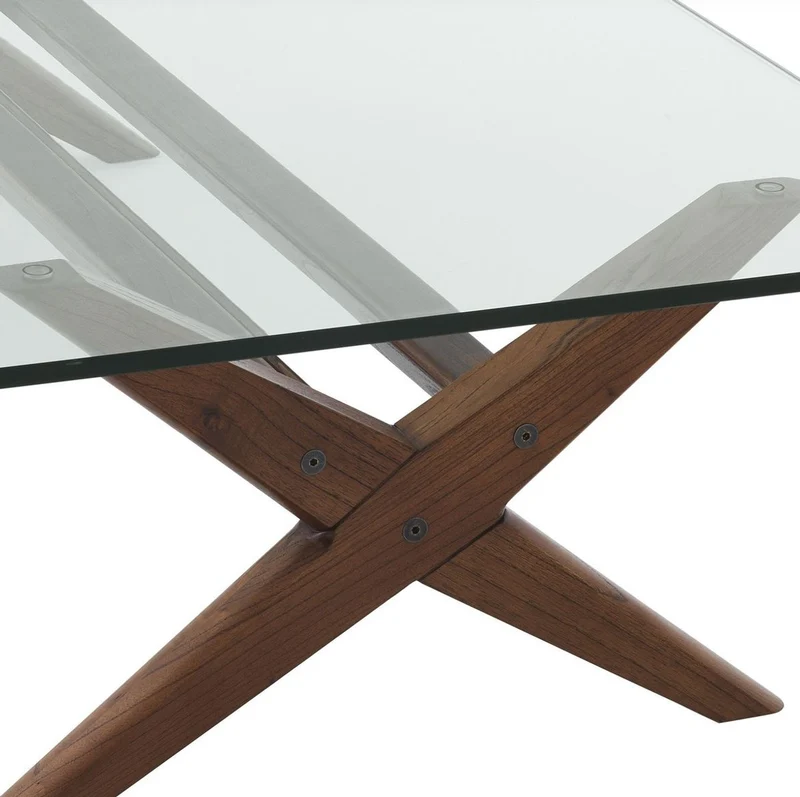 Casa Padrino Luxus Couchtisch Braun 160 x 80 x H. 40,5 cm - Rechteckiger Massivholz Wohnzimmertisch mit Glasplatte - Luxus Wohnzimmer Möbel