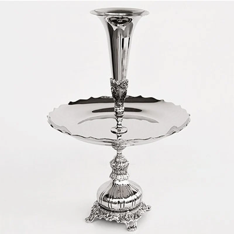 Casa Padrino Luxus Vase Silber - Hotel Dekoration - Barock Blumengefäss - Obstvase Etagere
