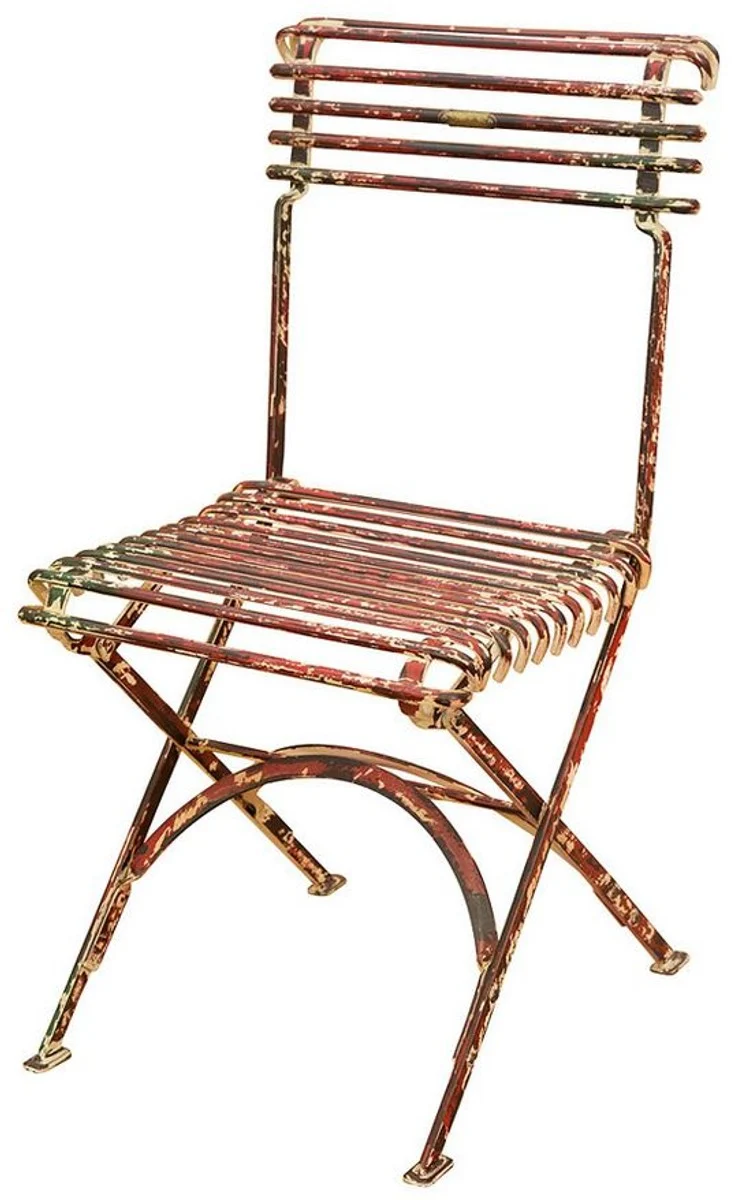 Casa Padrino Gartenstuhl Jugendstil aus Schmiedeeisen in Antik Rot 40 x 50 cm