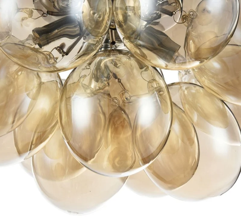 Casa Padrino Deckenleuchte Cognac / Silber 38 x 38 x H. 25 cm - Wohnzimmer Deckenlampe
