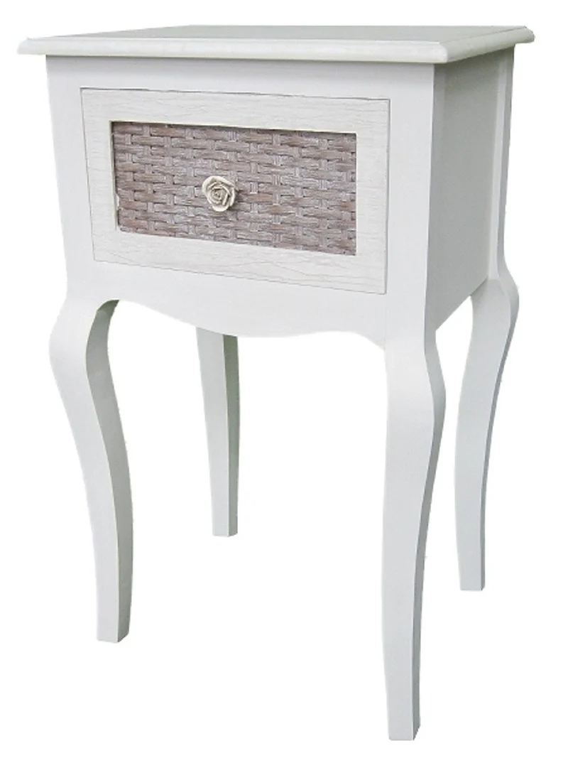 Casa Padrino Landhausstil Telefontisch Beistelltisch hellgrau / braun 40 x 32 x H. 68 cm mit Schublade