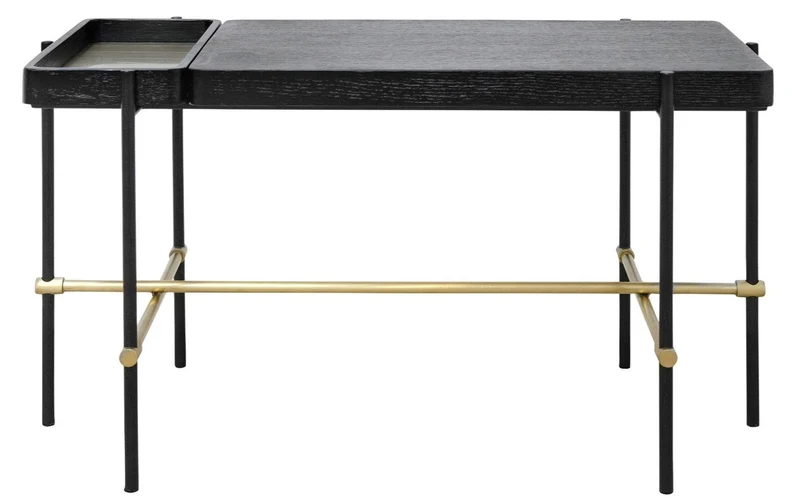 Casa Padrino Luxus Hotel Couchtisch Schwarz / Gold 80 x 40 x H. 45 cm - Hotel Möbel
