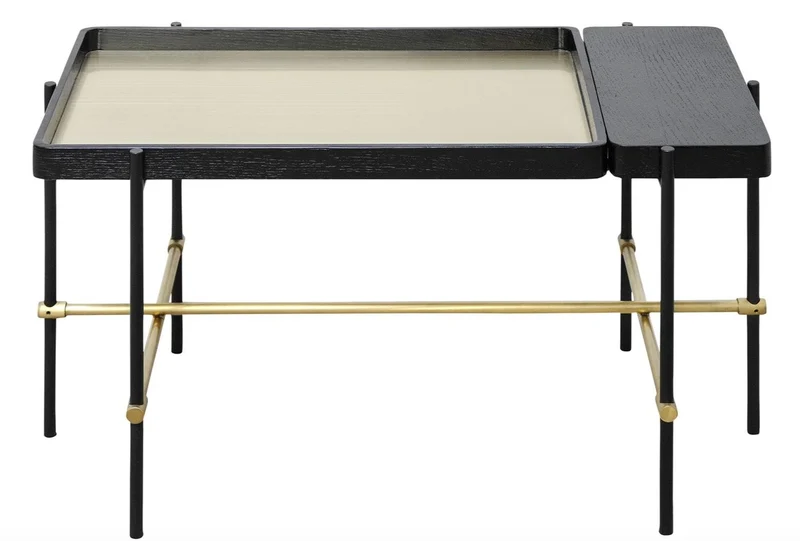 Casa Padrino Luxus Hotel Couchtisch Schwarz / Gold 80 x 40 x H. 45 cm - Hotel Möbel