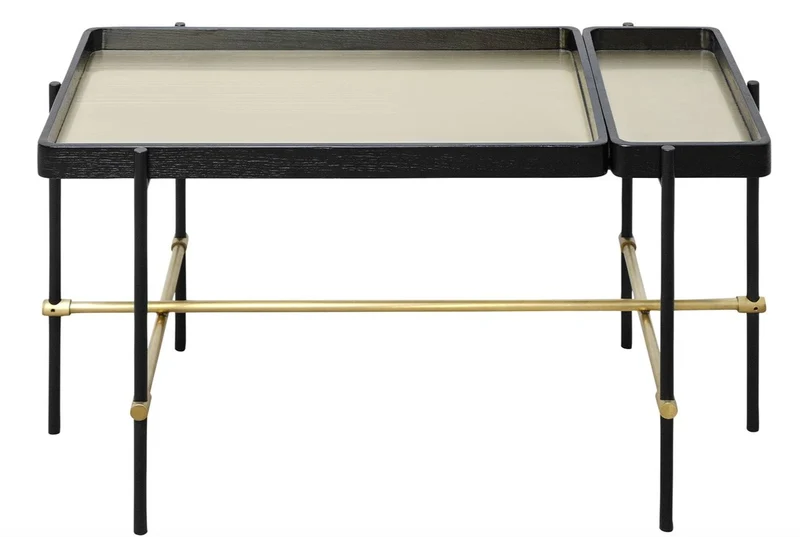Casa Padrino Luxus Hotel Couchtisch Schwarz / Gold 80 x 40 x H. 45 cm - Hotel Möbel